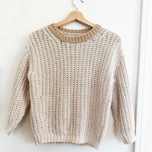 Babaa Knit sweater Mini no 19 in ecru with contest trim size small
